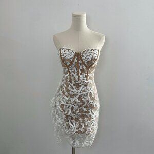 Jluxlabel Marilyn Bustier Lace Mini Cocktail Dress | Women’s Size Medium